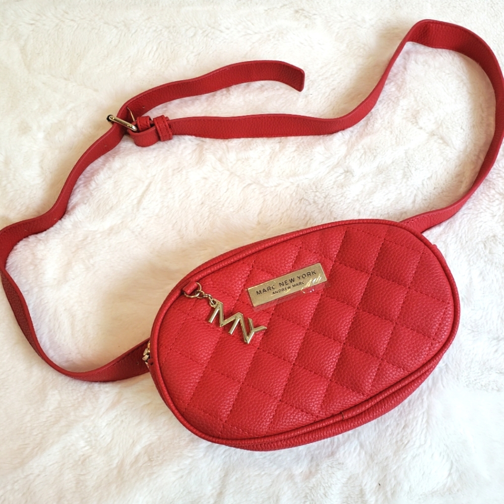 NEW Marc New York Quilted Waist Red Bag Fanny Pack